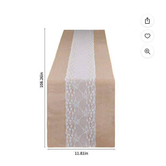 Burlap & Lace 108” Table Runner - Picture 4 of 5